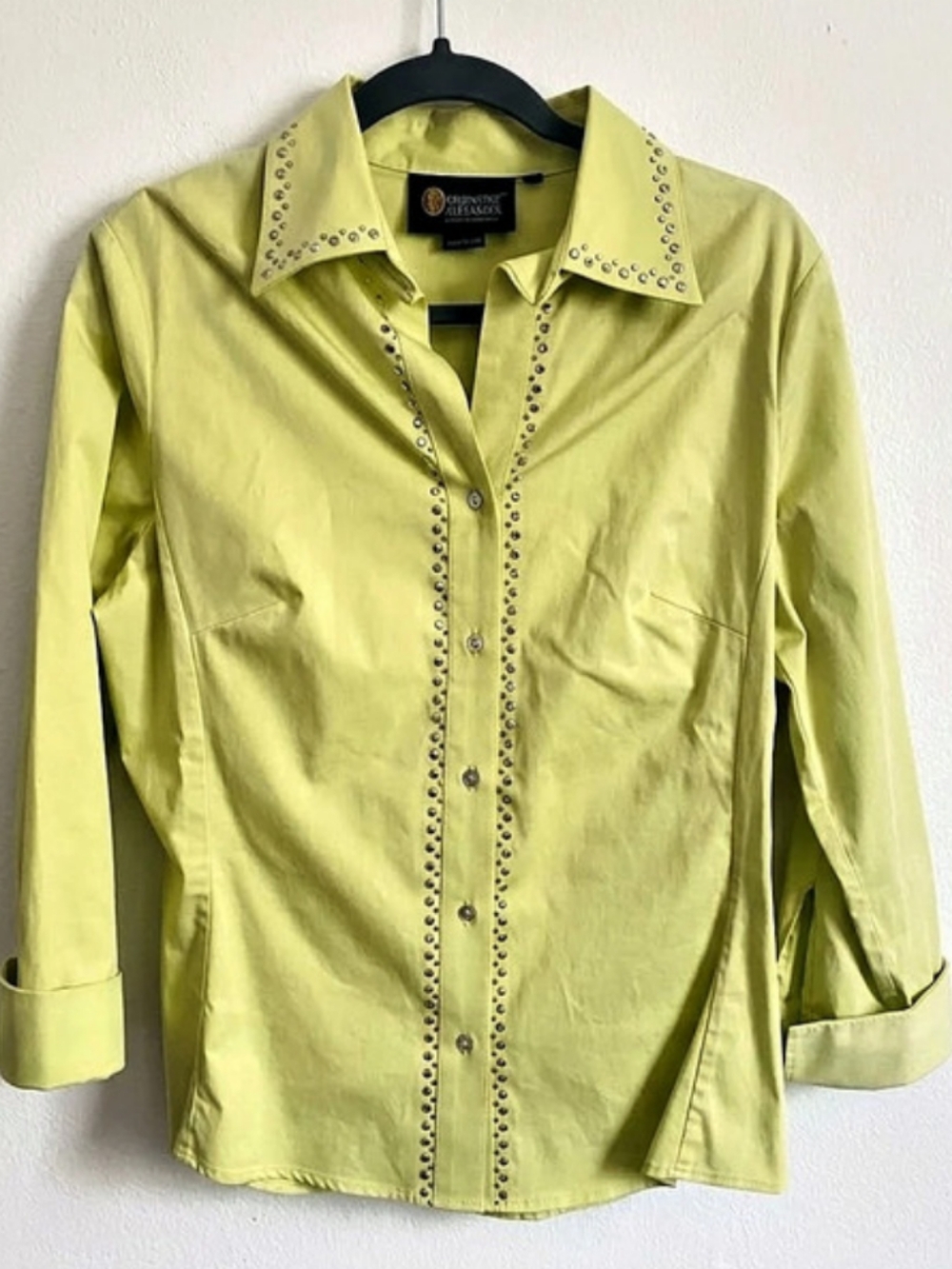 Christine Alexander Green Embellished Button Down Size Medium